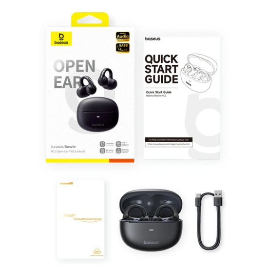 Baseus Bowie MC1 Casque True Wireless Stereo (TWS) Open-ear Appels/Musique Bluetooth Noir Baseus Bowie MC1 Casque True Wireless Stereo (TWS) Open-ear Appels/Musique Bluetooth Noir