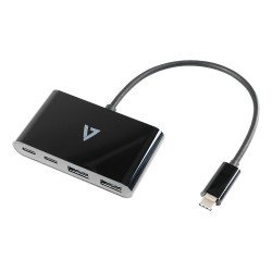 V7 USB-C mâle vers USB-A femelle x 2, hub USB-C femelle USB 3.2 Gen1 5 Gbit/s x 2 noir