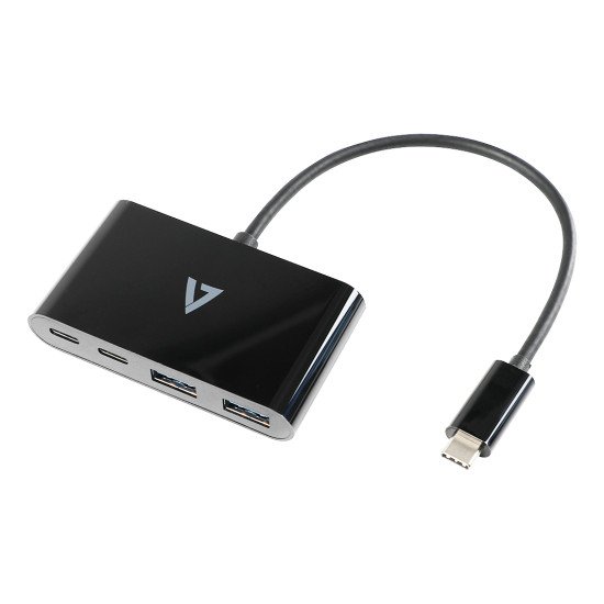 V7 USB-C mâle vers USB-A femelle x 2, hub USB-C femelle USB 3.2 Gen1 5 Gbit/s x 2 noir