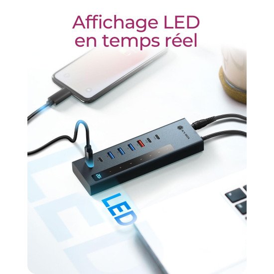 ICY BOX Hub 9-en-1 avec Power Delivery et connexion hôte Type-C/Type-A
