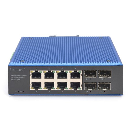 Digitus Commutateur industriel 8+4 ports Gigabit Ethernet PoE