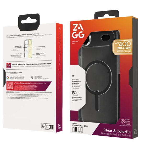 ZAGG Santa Cruz Snap coque de protection pour téléphones portables 16,5 cm (6.5") Housse Noir, Transparent ZAGG Santa Cruz Snap coque de protection pour téléphones portables 16,5 cm (6.5") Housse Noir, Transparent