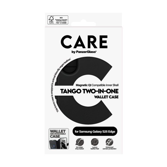 PanzerGlass CARE by ® Feature Case Tango Two-in-One Wallet w. Qi-Compatible Samsung S25 Edge coque de protection pour téléphones portables Housse Noir PanzerGlass CARE by ® Feature Case Tango Two-in-One Wallet w. Qi-Compatible Samsung S25 Edge coque de protection pour téléphones portables Housse Noir