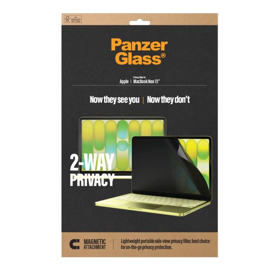 PanzerGlass ® Magnetic 2-Way Privacy Film Screen Protector Apple MacBook Neo 13'' M2 | M3 | M4 | M5 Protection d'écran transparent 1 pièce(s)