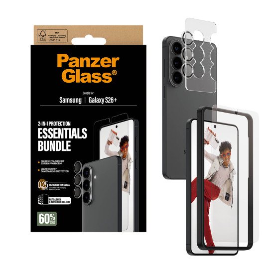 PanzerGlass ® Hoops® 2-in-1 Bundle Samsung Galaxy S26+ | Ultra-Wide Fit Protection d'écran transparent 1 pièce(s)