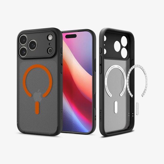 Spigen Ultra Hybrid (MagFit) coque de protection pour téléphones portables 16 cm (6.3") Housse Noir, Orange Spigen Ultra Hybrid (MagFit) coque de protection pour téléphones portables 16 cm (6.3") Housse Noir, Orange