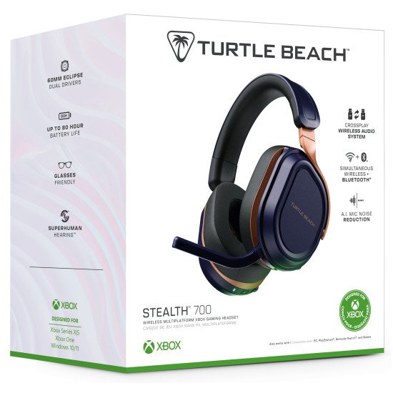Turtle Beach Casque gaming amplifié multiplateforme sans fil Stealth 700 pour Xbox Series X|S, Xbox One, PC et mobile - Haut-parleurs 60 mm, microphone avec isolation acoustique par l'IA, Bluetooth. Batterie 80 heures – Cobalt Turtle Beach Casque gaming amplifié multiplateforme sans fil Stealth 700 pour Xbox Series X|S, Xbox One, PC et mobile - Haut-parleurs 60 mm, microphone avec isolation acoustique par l'IA, Bluetooth. Batterie 80 heures – Cobalt