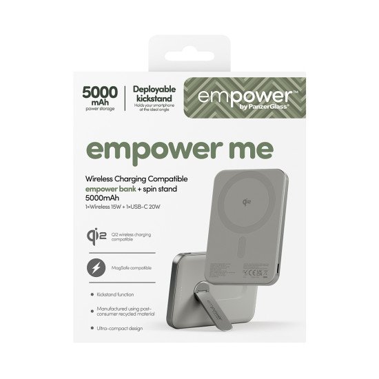 PanzerGlass empower by ® empower Bank w. Spin Stand | 5000mAh | Titanium Protection d'écran transparent Apple 1 pièce(s)