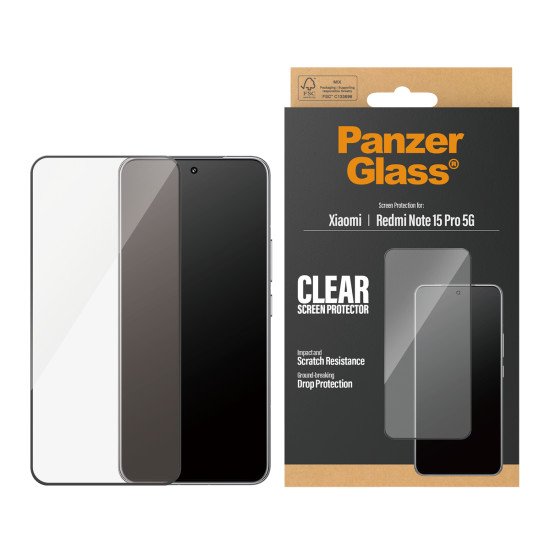 PanzerGlass ® Screen Protector Xiaomi Redmi Note 15 Pro 5G | Ultra-Wide Fit Protection d'écran transparent 1 pièce(s)