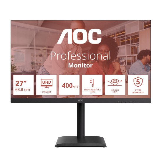AOC E4 U27E4CV écran PC 68,6 cm (27") 3840 x 2160 pixels 4K Ultra HD LED Noir