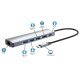 Manhattan Dock/hub USB-C, 6 ports : Ethernet, HDMI, 3x USB-A + USB-C, avec Power Delivery (PD) 100 W - nécessite un chargeur USB-C externe (non inclus). Alimenté par USB (aucune alimentation externe requise) lorsque le PD n'est pas utilisé