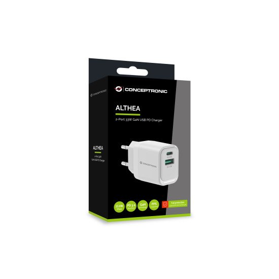 Conceptronic ALTHEA19W33 chargeur d'appareils mobiles Universel Blanc Secteur Charge rapide Intérieure Conceptronic ALTHEA19W33 chargeur d'appareils mobiles Universel Blanc Secteur Charge rapide Intérieure
