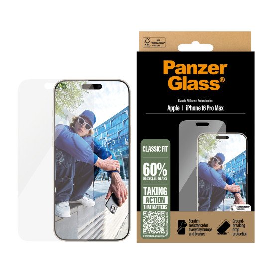 PanzerGlass ® Screen Protector iPhone 16 Pro Max | Classic Fit Protection d'écran transparent Apple 1 pièce(s)