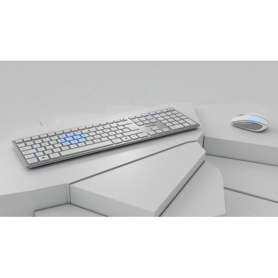 CHERRY DW 9100 SLIM clavier RF sans fil + Bluetooth QWERTZ Argent