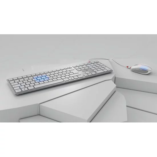 Clavier + Souris sans Fil Cherry DW 9100 Slim Argent/Blanc