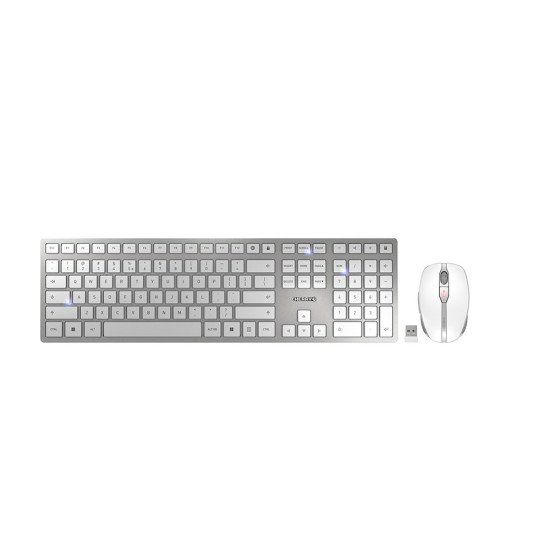 CHERRY DW 9100 SLIM clavier Souris incluse RF sans fil + Bluetooth QWERTY Anglais américain Argent