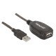 Manhattan Rallonge USB-A active, 20 m, mâle vers femelle, 480 Mbit/s (USB 2.0), chaînable, répéteur intégré, noir, garantie 3 ans, équivalent à USB2AAEXT20M