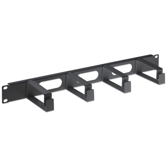 Intellinet Panneau de gestion des câbles 19", 1U, 4 anneaux plastiques longs, noir