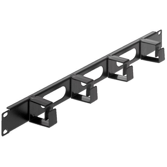 Intellinet Panneau de gestion des câbles 19", 1U, 4 anneaux plastiques courts, noir