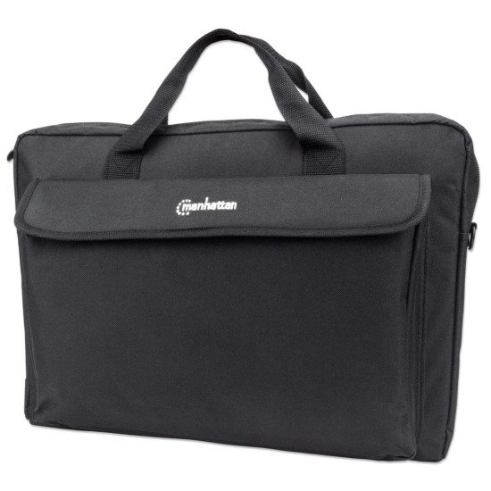 Manhattan Sacoche London pour PC portable 17,3", chargement par le haut, noir, ÉCONOMIQUE, poche accessoires, bandoulière amovible, garantie 3 ans