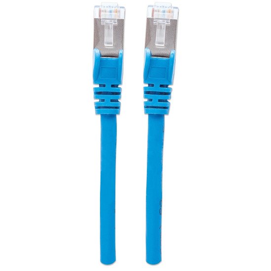 Intellinet Câble patch réseau, Cat6, 10 m, bleu, cuivre, S/FTP, LSOH/LSZH, PVC, RJ45, contacts plaqués or, anti-accroc, avec manchon, garantie à vie