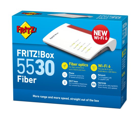 AVM FRITZ!Box 5530 Fibre AON routeur sans fil Gigabit Ethernet Bi-bande (2,4 GHz / 5 GHz) Blanc