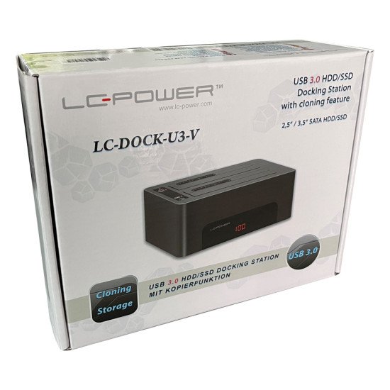 LC-Power LC-DOCK-U3-V Station d'accueil de disques de stockage USB 3.2 Gen 1 (3.1 Gen 1) Type-B Noir