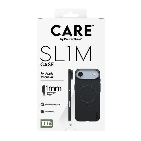 PanzerGlass CARE™ by ® SL1M Case Black w. MagSafe iPhone Air coque de protection pour téléphones portables Housse Noir