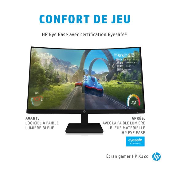 HP X32c 80 cm (31.5") 1920 x 1080 pixels Full HD LCD Noir