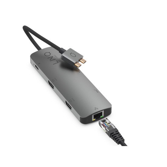 LINQ byELEMENTS LQ48011 hub & concentrateur 2 x USB 3.2 Gen 2 (3.1 Gen 2) Type-C 10000 Mbit/s Noir, Gris