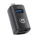 Manhattan Hub USB-C 3 ports ultra compact, 3x USB-A (1x 5 Gbit/s USB 3.0 + 2x 480 Mbit/s USB 2.0), Alimenté par USB (aucune alimentation externe requise)
