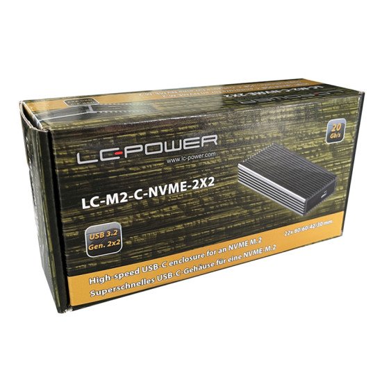 LC-Power LC-M2-C-NVME-2X2 Boîtier de disques de stockage Enceinte ssd Noir M.2