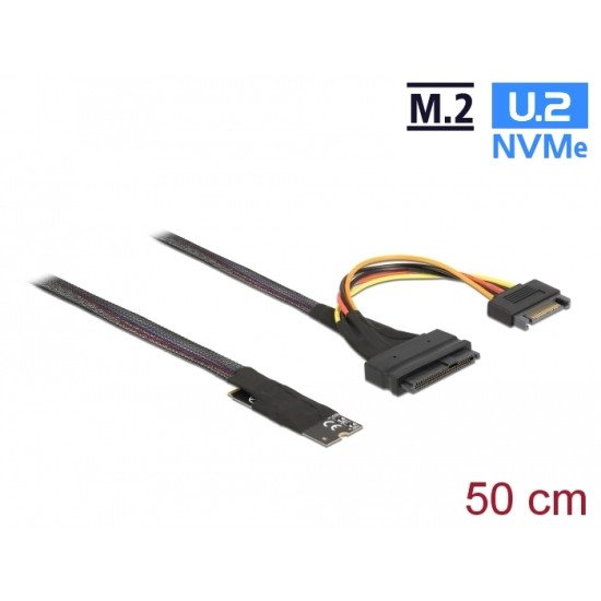DeLOCK 62984 changeur de genre de câble 67-pin M.2 Key M U.2 SFF-8639/SATA 15-pin Noir