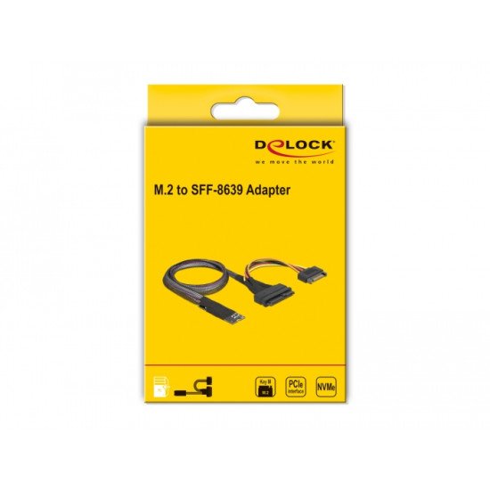 DeLOCK 62984 changeur de genre de câble 67-pin M.2 Key M U.2 SFF-8639/SATA 15-pin Noir