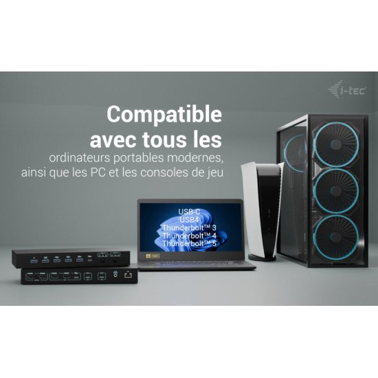 i-tec USB-C KVM Dock PRO for Three Hosts, Dual Video, with 2x Power Delivery, max 92W