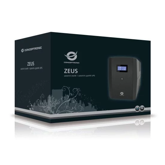 Conceptronic ZEUS04EM UPS Interactivité de ligne 2,2 kVA 1320 W 5 sortie(s) CA Conceptronic ZEUS04EM UPS Interactivité de ligne 2,2 kVA 1320 W 5 sortie(s) CA