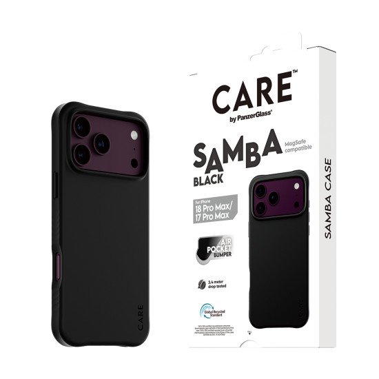 PanzerGlass CARE™ by ® Samba Case Black w. MagSafe iPhone 2026 Pro Max | 17 Pro Max coque de protection pour téléphones portables Housse Transparent