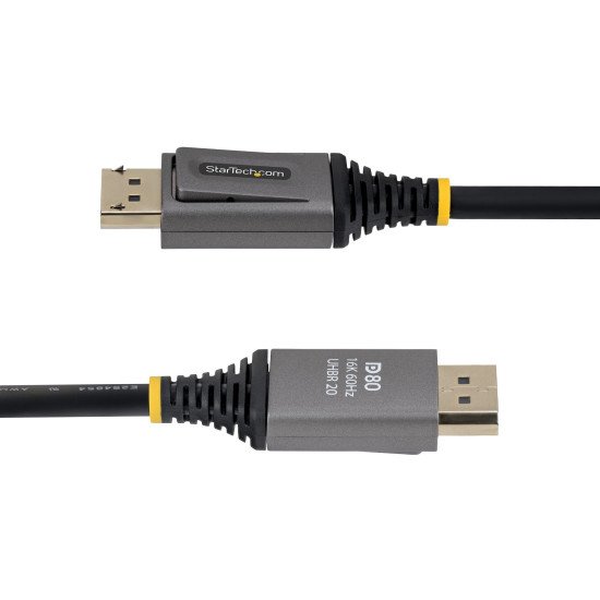 StarTech.com Câble DisplayPort 2.1 de 2m, Câble DisplayPort DP80 Certifié VESA, 10K/8K 60Hz Non Compressé, 16K 60Hz/8K 240Hz avec DSC 1.2a, Câble d'Écran DP 2.1