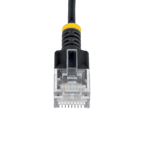 StarTech.com Câble Ethernet CAT6a Ultrafin Noir de 1,5m, Sans Accroc, FTP, Fil de Cuivre Nu Pur, Cordon Patch Réseau RJ45 fin 34AWG, Testé par Fluke Channel