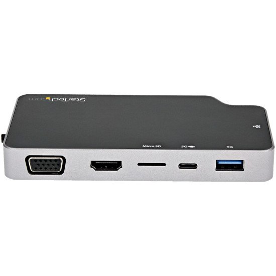 StarTech.com Adaptateur Multiport USB C - USB-C vers 4K HDMI ou VGA avec 100W Power Delivery Pass-through, 2-Port 10Gbps USB Hub, MicroSD, GbE - USB 3.1 Gen 2 Type-C Mini/Travel Dock