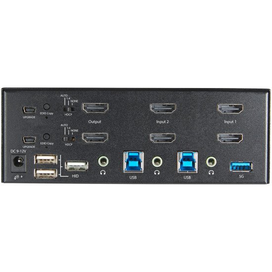 StarTech.com Commutateur KVM HDMI 2.0, 2 Ports, 2 Écrans - 4K 60Hz Ultra HDR - Commutateur KVM de Bureau 4K HDMI 2.0 avec Hub USB 3.0 à 2 Ports (5Gbps) & 4x USB 2.0 HID, Audio - Commutation par Touches - TAA