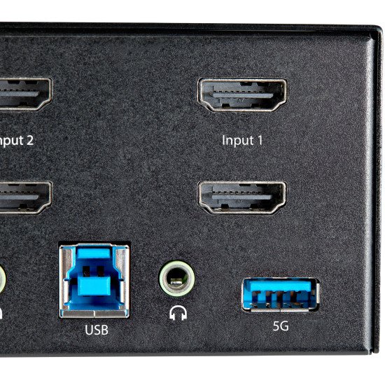 StarTech.com Commutateur KVM HDMI 2.0, 2 Ports, 2 Écrans - 4K 60Hz Ultra HDR - Commutateur KVM de Bureau 4K HDMI 2.0 avec Hub USB 3.0 à 2 Ports (5Gbps) & 4x USB 2.0 HID, Audio - Commutation par Touches - TAA