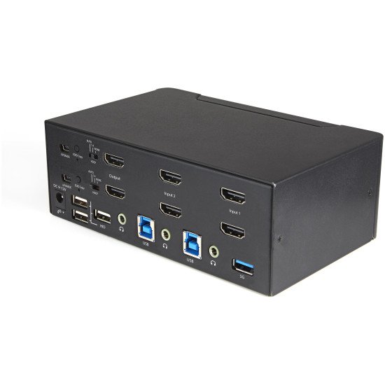 StarTech.com Commutateur KVM HDMI 2.0, 2 Ports, 2 Écrans - 4K 60Hz Ultra HDR - Commutateur KVM de Bureau 4K HDMI 2.0 avec Hub USB 3.0 à 2 Ports (5Gbps) & 4x USB 2.0 HID, Audio - Commutation par Touches - TAA