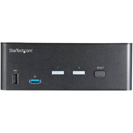 StarTech.com Commutateur KVM HDMI 2.0, 2 Ports, 2 Écrans - 4K 60Hz Ultra HDR - Commutateur KVM de Bureau 4K HDMI 2.0 avec Hub USB 3.0 à 2 Ports (5Gbps) & 4x USB 2.0 HID, Audio - Commutation par Touches - TAA