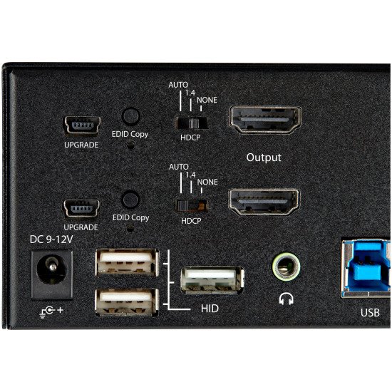 StarTech.com Commutateur KVM HDMI 2.0, 2 Ports, 2 Écrans - 4K 60Hz Ultra HDR - Commutateur KVM de Bureau 4K HDMI 2.0 avec Hub USB 3.0 à 2 Ports (5Gbps) & 4x USB 2.0 HID, Audio - Commutation par Touches - TAA