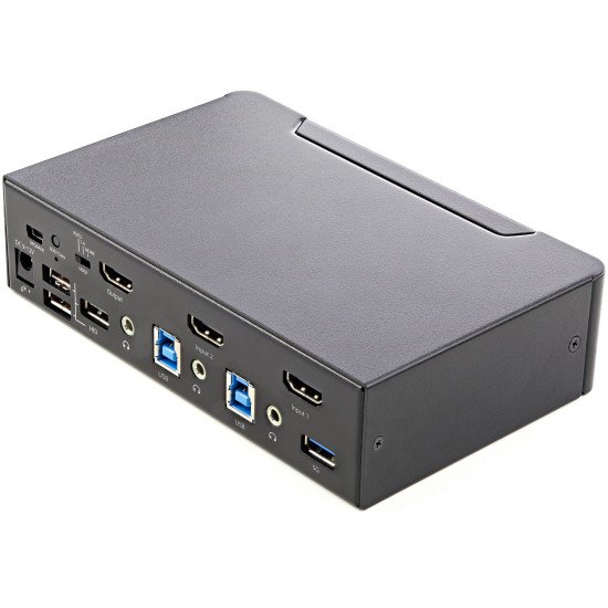 StarTech.com Commutateur KVM HDMI, 2 Ports - Moniteur Unique 4K 60Hz Ultra HDR - Commutateur KVM de Bureau HDMI 2.0 avec Hub USB 3.0 à 2 Ports (5Gbps) et 4x USB 2.0 HID, Audio - Commutation par Touches - TAA