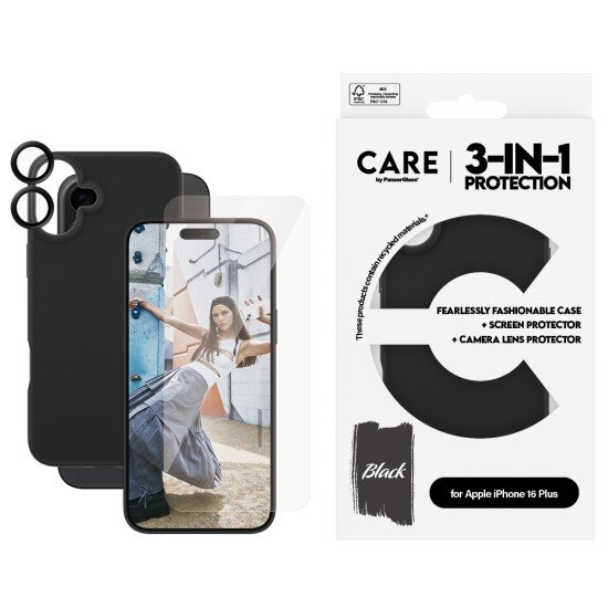 PanzerGlass CARE™ by ® 3-in-1 Bundle iPhone 16 Plus Protection d'écran transparent Apple 1 pièce(s)