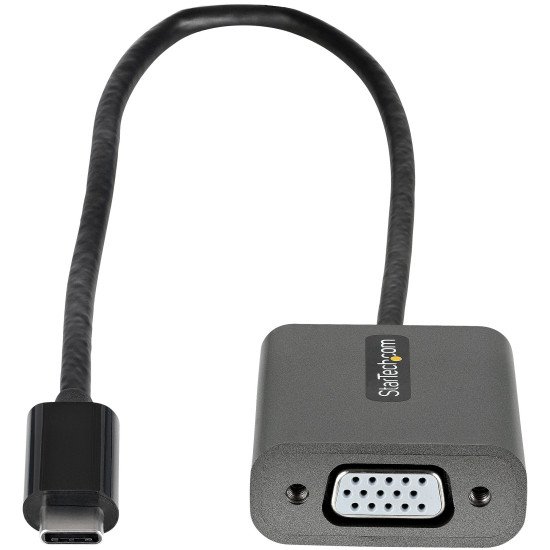 StarTech.com Adaptateur USB C vers VGA - Dongle Adaptateur USB-C 1080p vers VGA - Convertisseur USB-C (DP Alt Mode) vers Écrans/Affichages VGA - Comp. Thunderbolt 3 - Câble Intégré 30cm