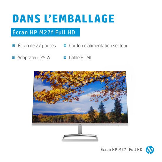HP M27f 68,6 cm (27") 1920 x 1080 pixels Full HD LCD Noir, Argent