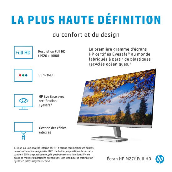 HP M27f 68,6 cm (27") 1920 x 1080 pixels Full HD LCD Noir, Argent